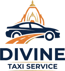 Divine Taxi Service logo — car and temple icon for Ujjain taxi booking